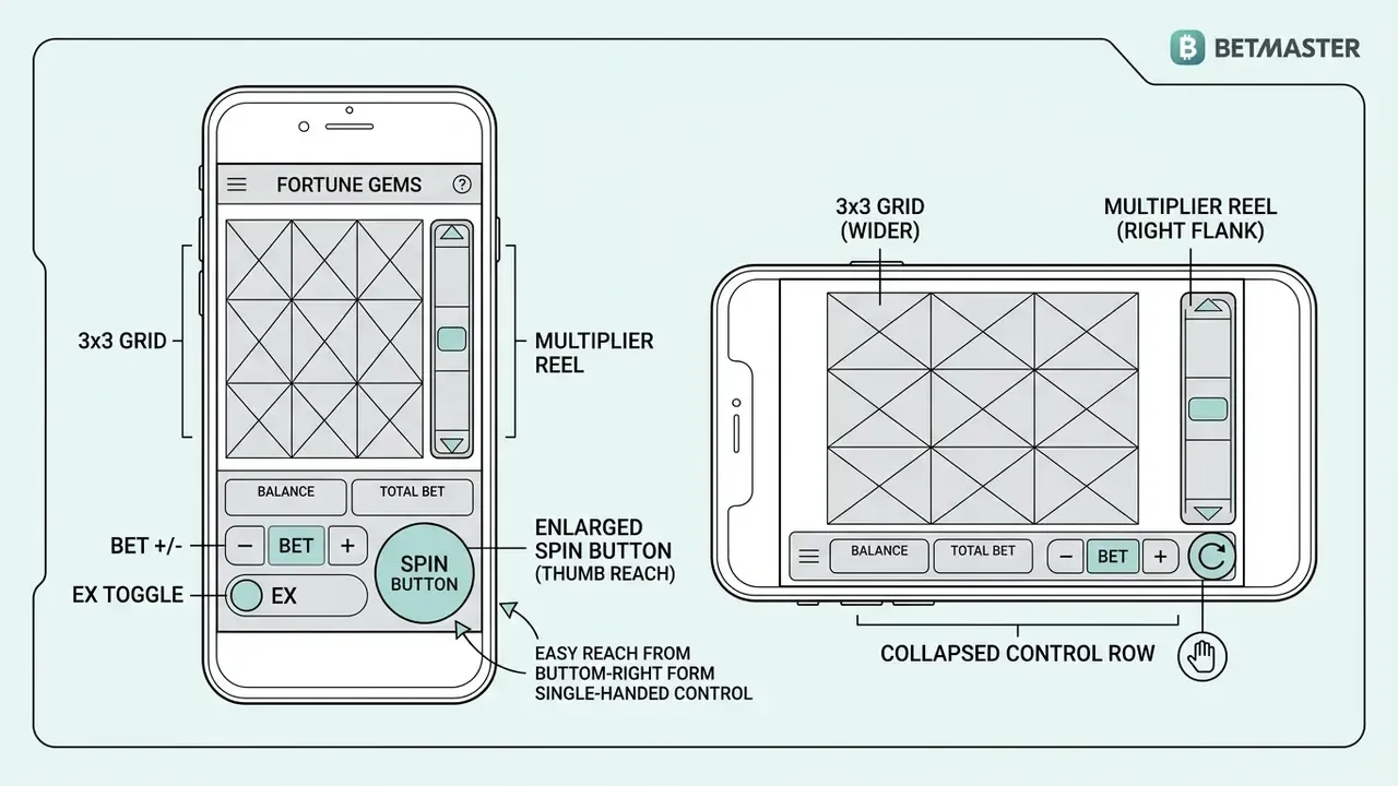 fortune gems mobile interface touch controls android ios