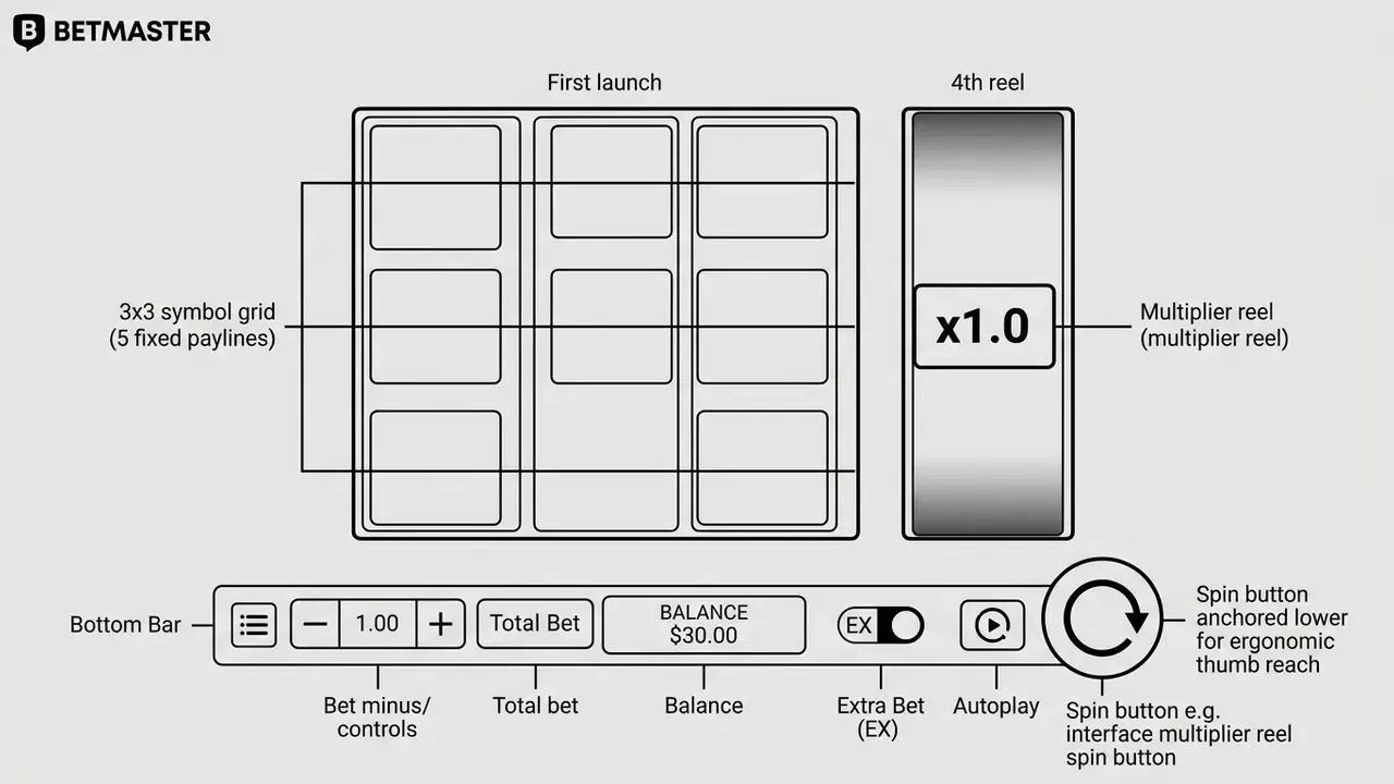 fortune gems slot interface multiplier reel spin button