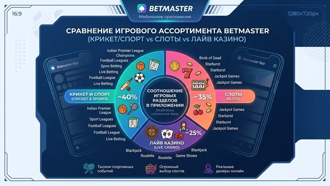 Диаграмма игровых разделов Betmaster App