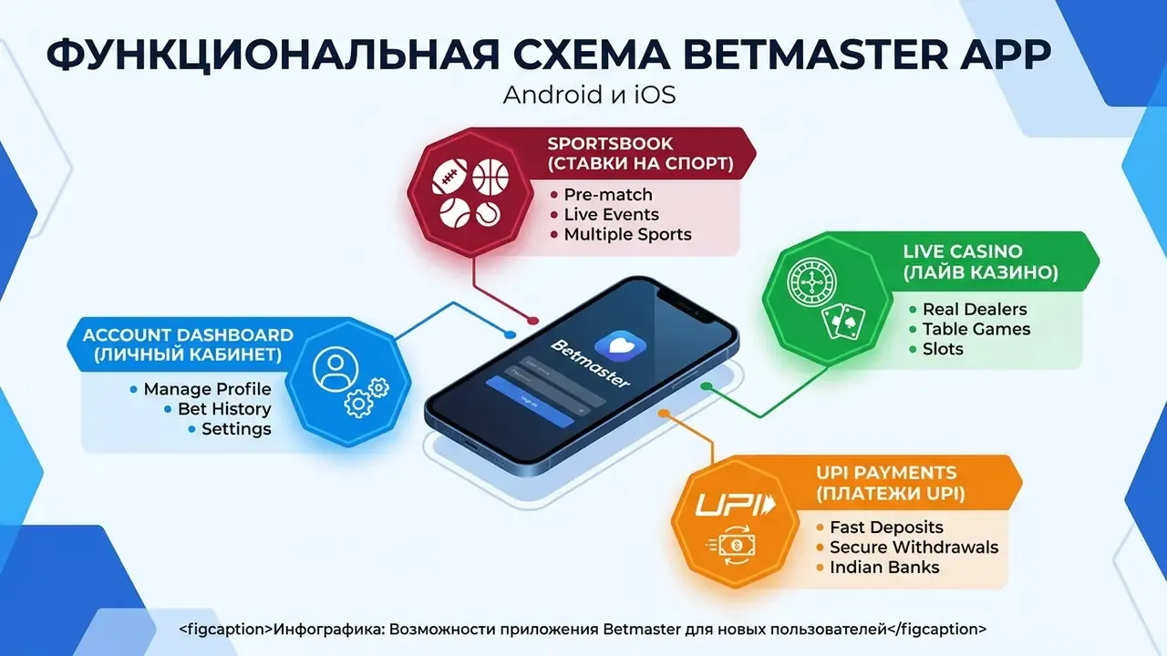 Функциональная схема Betmaster App для Android и iOS