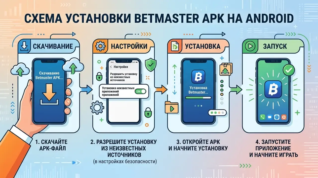 Схема установки Betmaster APK на Android