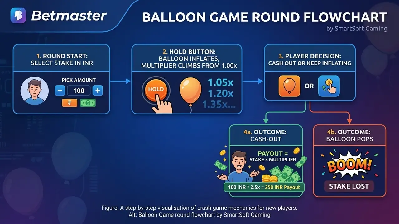 Balloon Game round flowchart by SmartSoft Gaming